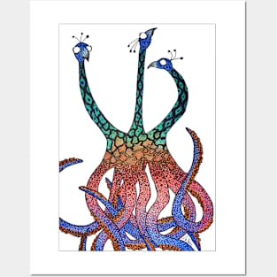 Cerberus, but with a giraffe / octopus / peacock Posters and Art